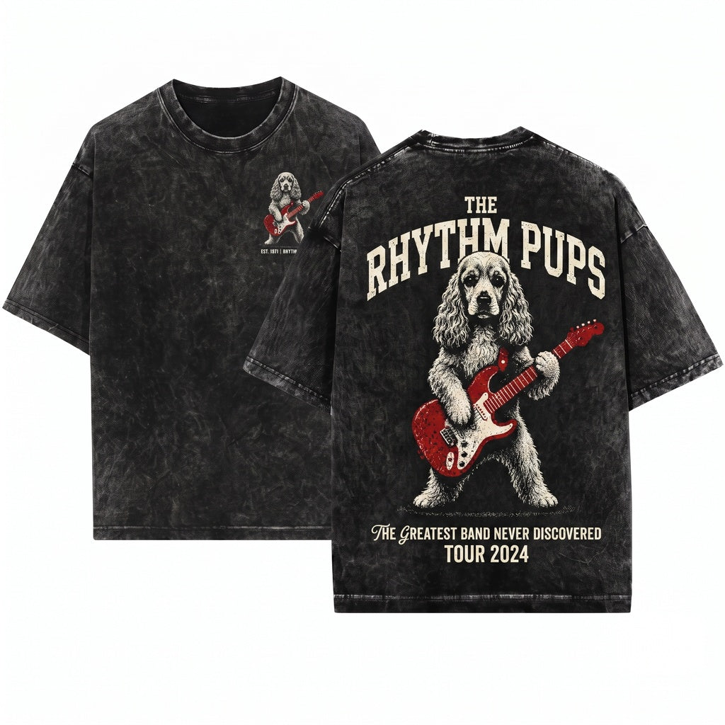 Cocker Spaniel Guitar Music Lover Funny Dog Mom Dad Gift Rock Style Unisex Wash T-Shirt