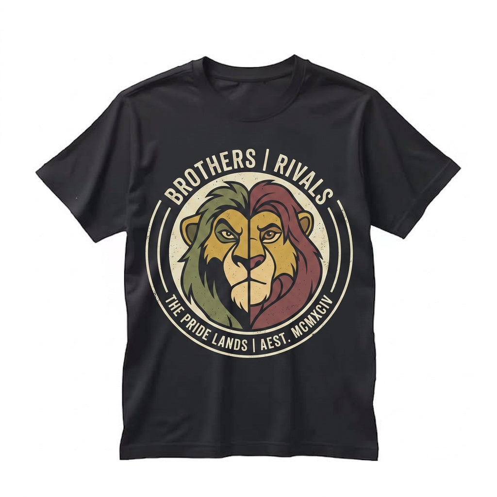 Retro Lion Brothers Split Face Graphic Disney Vacation Family Trip Gifts Unisex TShirt
