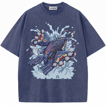 Vintage Legendary Ocean Whale Anime Graphic T-Shirt, Retro Water Guardian Beast Unisex Tshirt