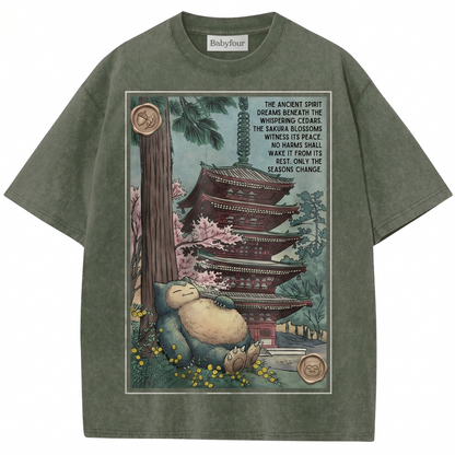 Vintage Sleepy Giant Anime Monster Unisex T-Shirt - Nostalgic Japanese Pocket Creature Graphic Tee