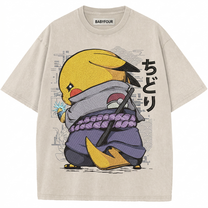 Vintage Yellow Electric Mouse Anime Unisex T-Shirt - Retro Japanese Cartoon Graphic Tee