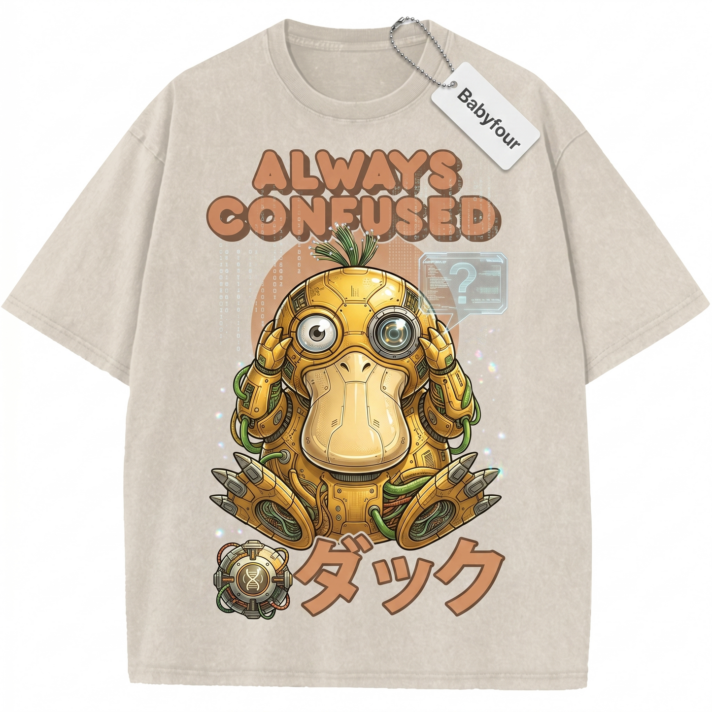 Vintage Confused Yellow Duck Anime Shirt, Retro Japanese Cartoon Graphic Tee, Unisex Tshirt