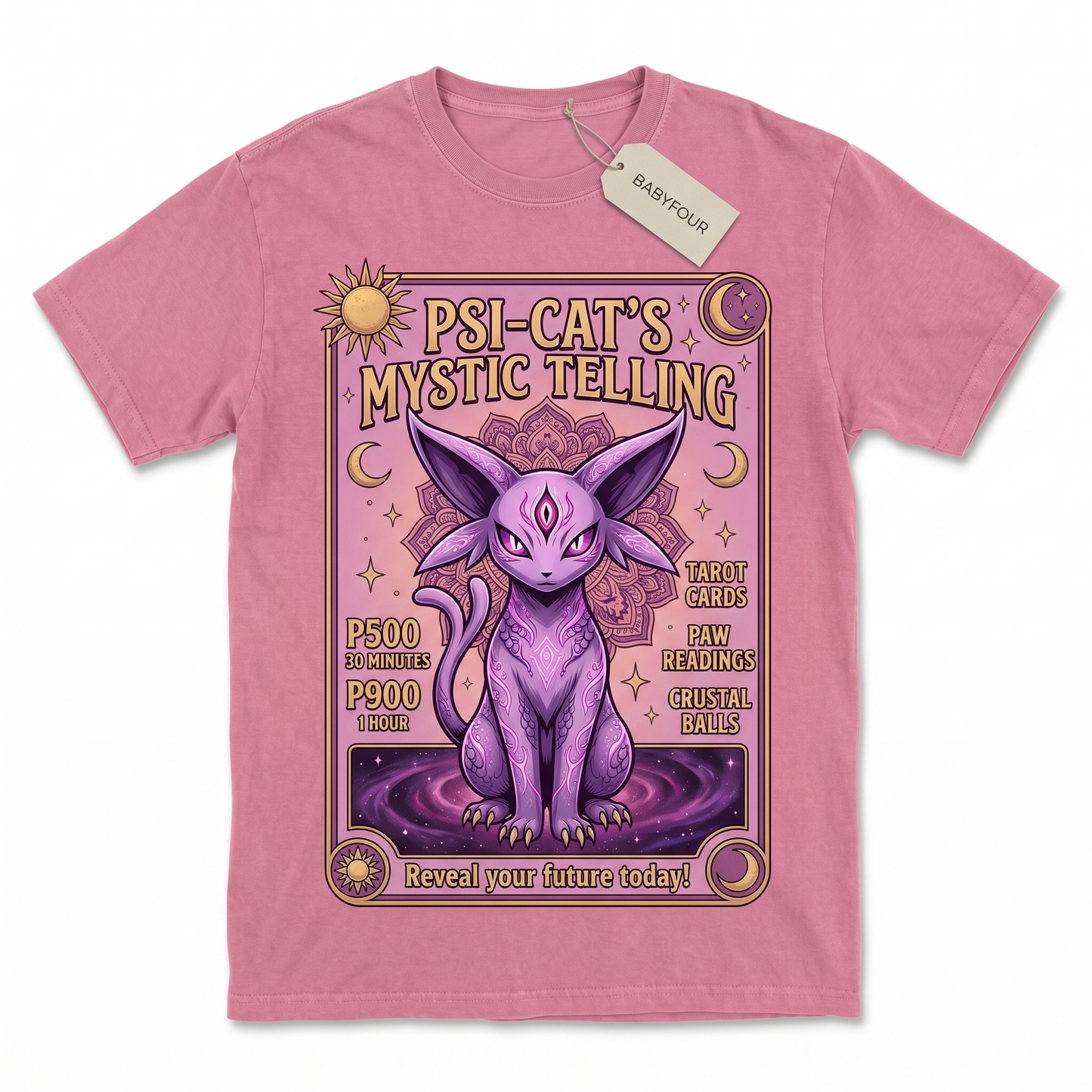 Vintage Mystic Psychic Feline T-Shirt Unisex Retro Anime Fortune Teller Graphic Tee