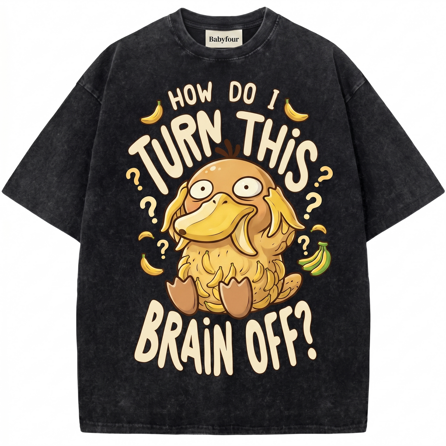 Vintage Confused Yellow Duck Anime Unisex T-Shirt - Funny Retro Headache Monster Graphic Tee