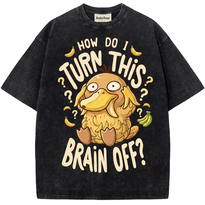 Vintage Confused Yellow Duck Anime Unisex T-Shirt - Funny Retro Headache Monster Graphic Tee
