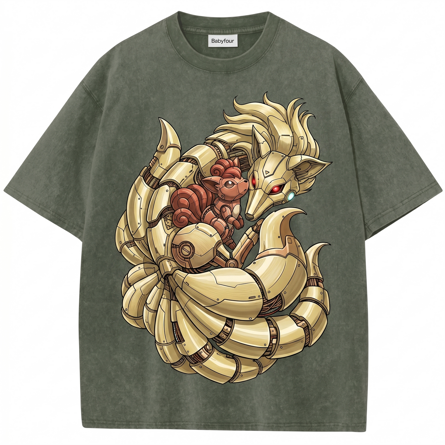 Vintage Nine-Tailed Fox & Fire Cub Anime Graphic Unisex T-Shirt