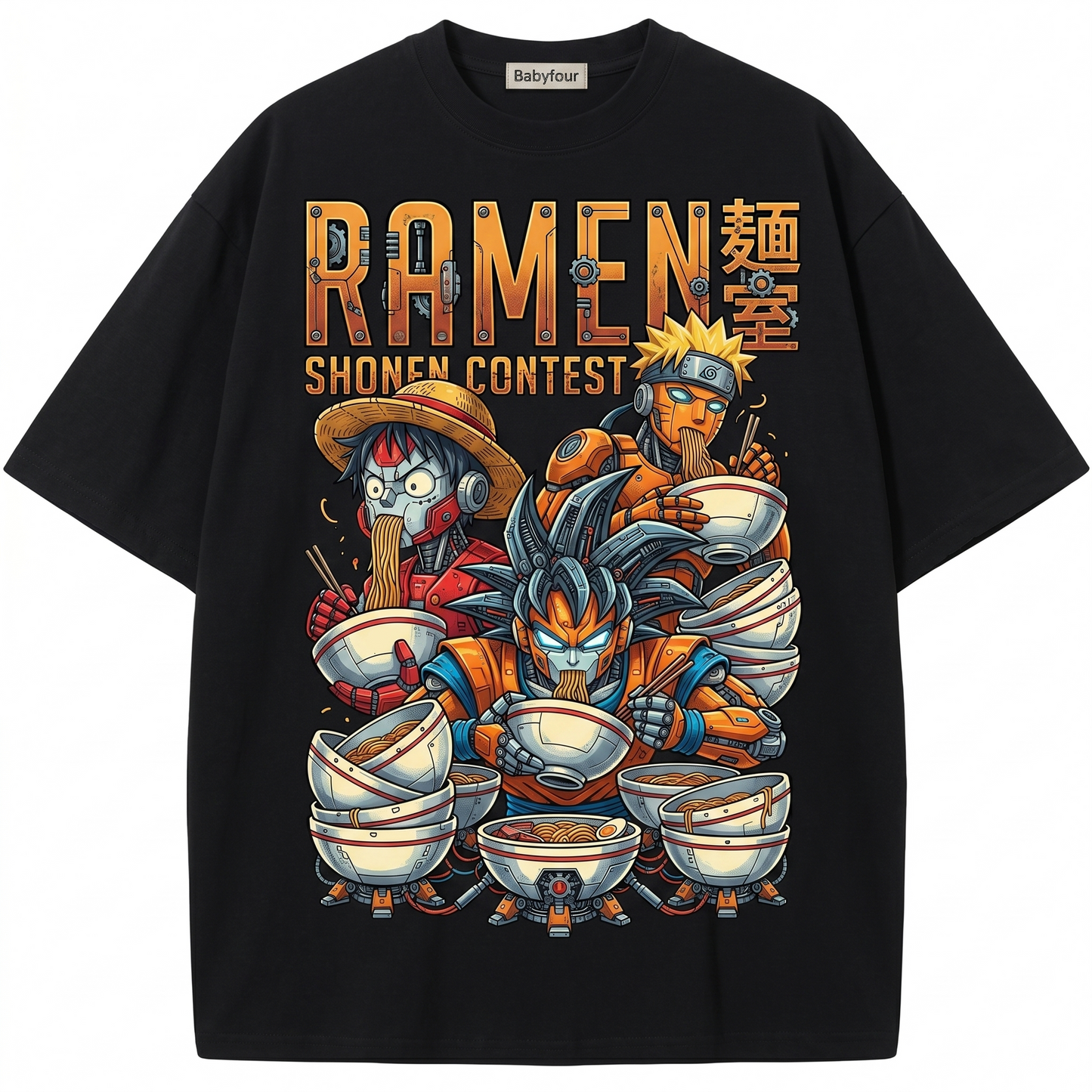 Vintage Shonen Ramen Contest Anime Graphic Unisex Tshirt - Retro Ninja Pirate Fighter Noodle Tee
