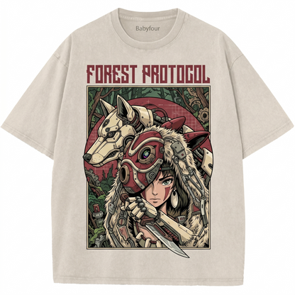 Vintage Wolf Princess Forest Spirit Anime Unisex T-Shirt - Retro Japanese Animation Graphic Tee