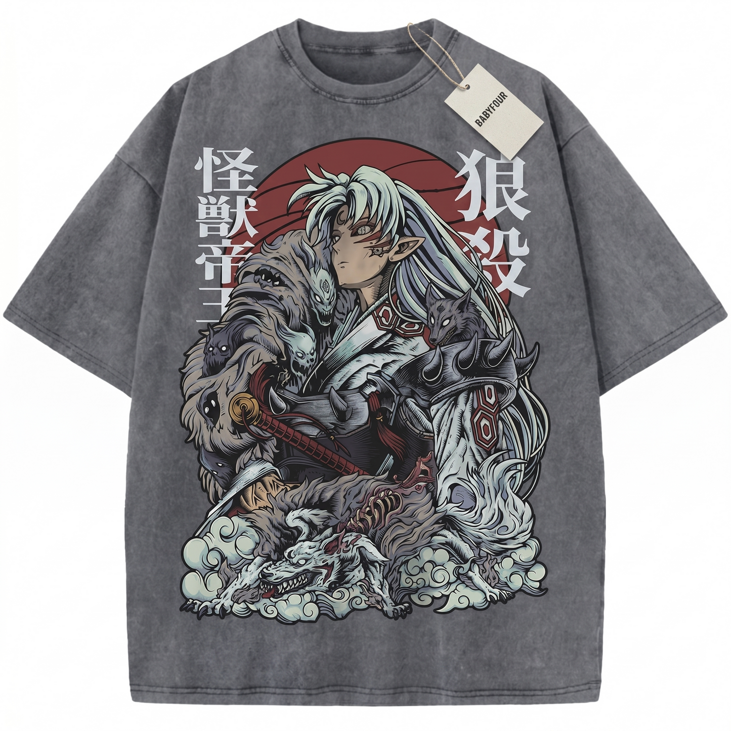 Silver Haired Yokai Lord Vintage Anime Graphic Tee, 90s Retro Feudal Demon Dog Unisex Tshirt
