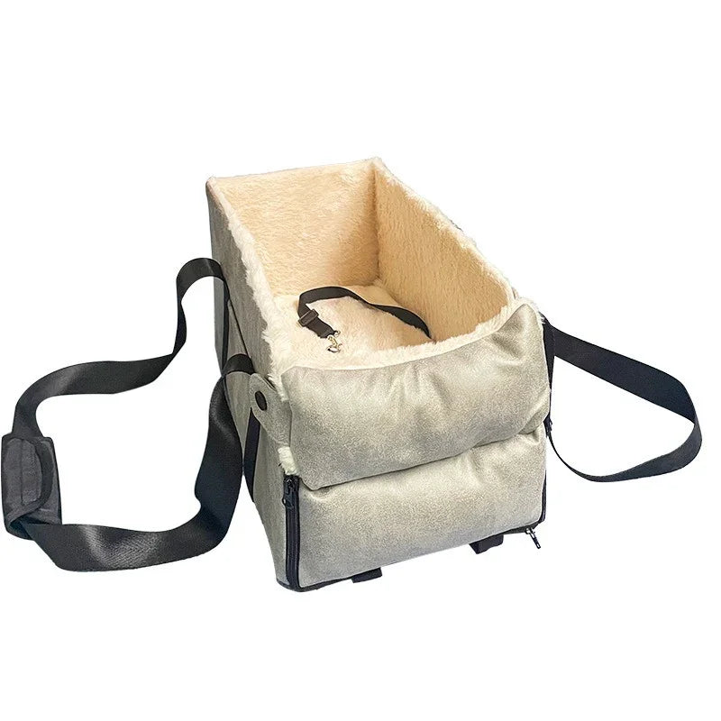 Portable Pet Bed In Car Seat Booster Dog Car Seat Bed First Class with Clip-On Safety Leash