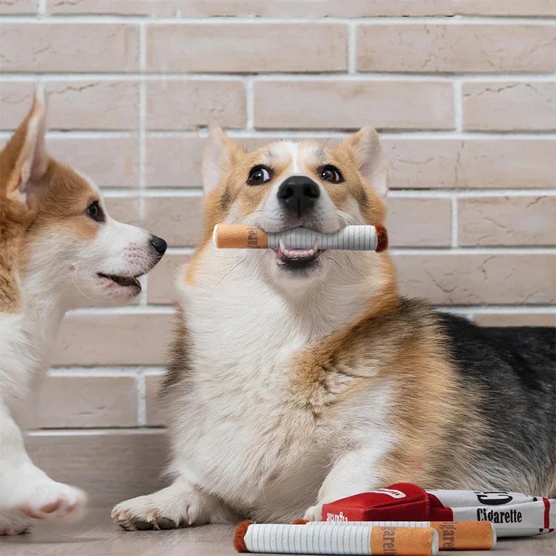 Ciga-rette-like Dog Toy, a Pet Self-entertainment Plush Toy that is Chew-resistant and Helps with Teething