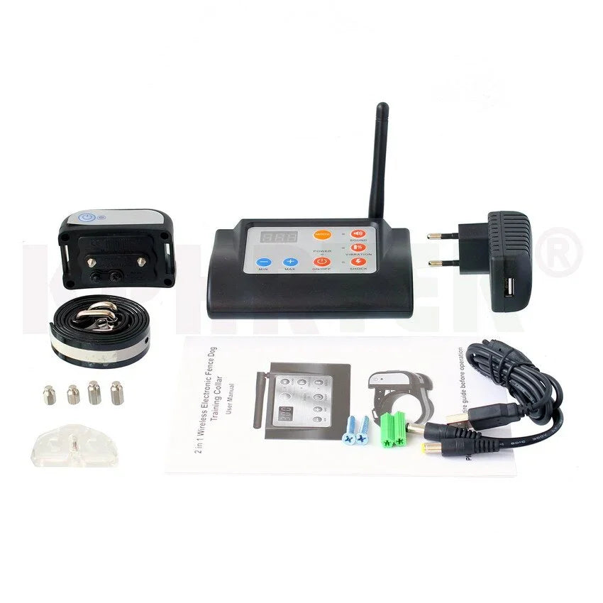 2 in 1   Wireless Electronic Dog Fence System and Dog Training Collar   Beep Shock Vibration Training  for 1/2/3 dogs 6 Sets/lot