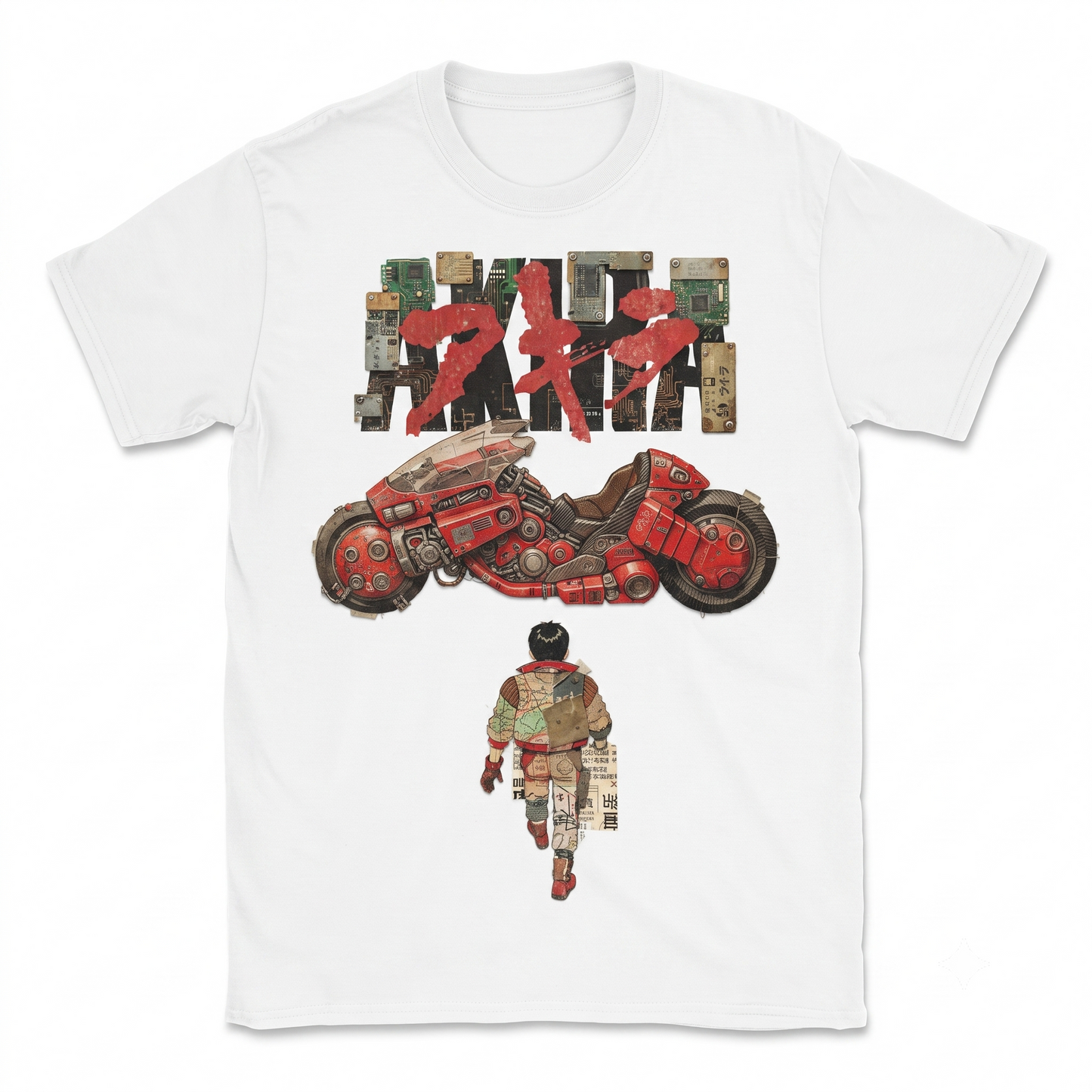 Retro 90s Cyberpunk Biker Aesthetic Graphic Tee, Distressed Manga Inspired Streetwear, Vintage Style Aesthetic Unisex T-shirt