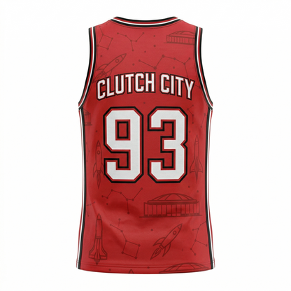 Space City H-Town Basketball Heritage Jersey - Red/White Retro Aesthetic Unisex Tank Top