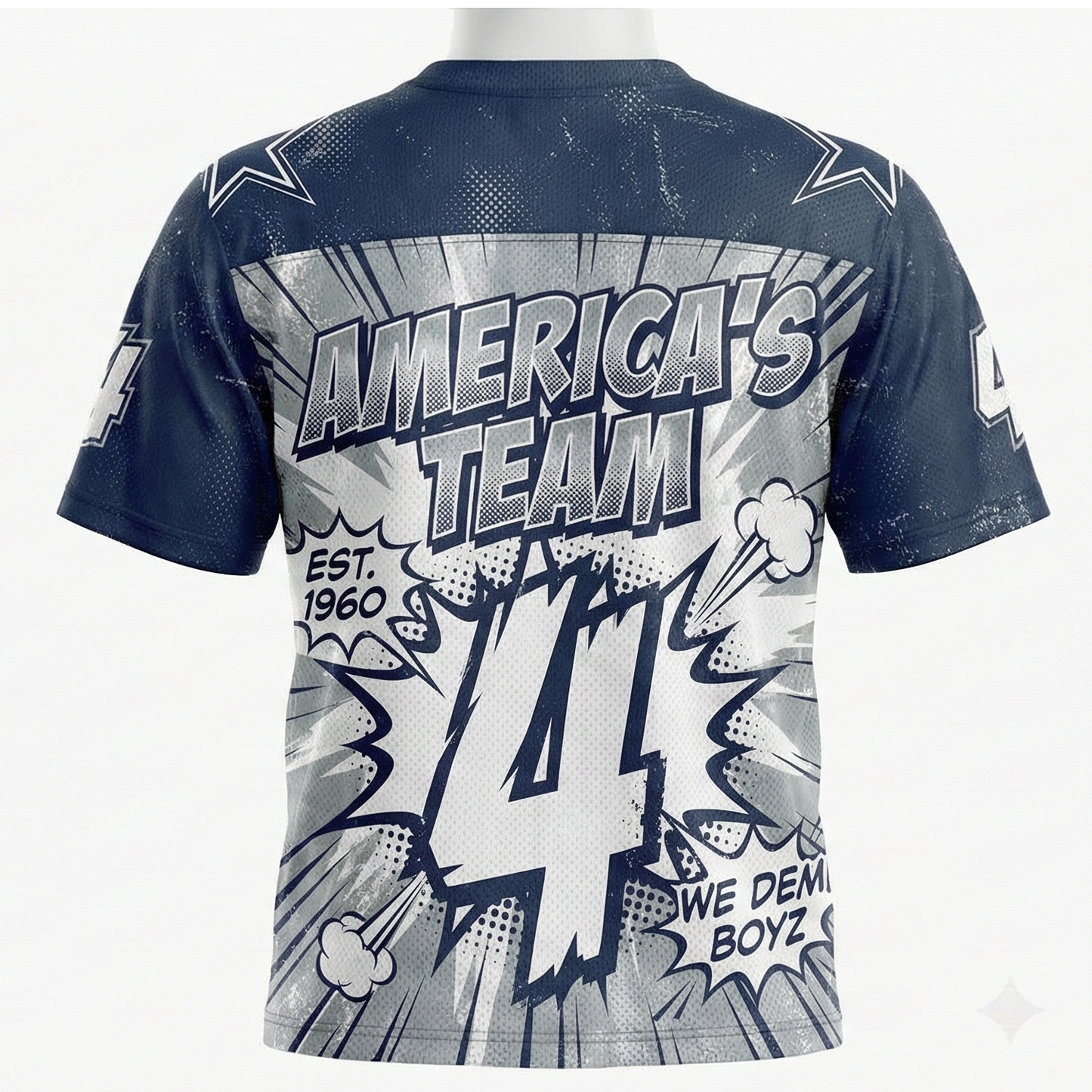 Retro Dallas Lone Star Gridiron Comic Art AOP Jersey - 90s Vintage Texas Football Graphic Shirt