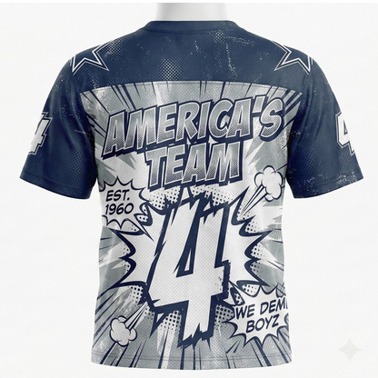 Retro Dallas Lone Star Gridiron Comic Art AOP Jersey - 90s Vintage Texas Football Graphic Shirt