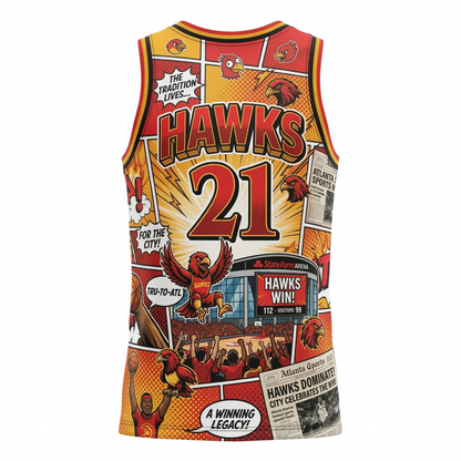 Atlanta Basketball Heritage All-Over-Print Fan Jersey - dynamic Comic Book Style - Unisex