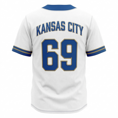 Vintage Kansas City Baseball Jersey - Heritage Edition - Unisex All-Over Print Sports Shirt - Crown City Blue/Gold