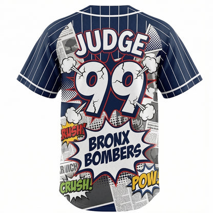 Unisex Judge 99 Bronx Bombers Pop Art Baseball Jersey - Comic Book Style Graphic Shirt