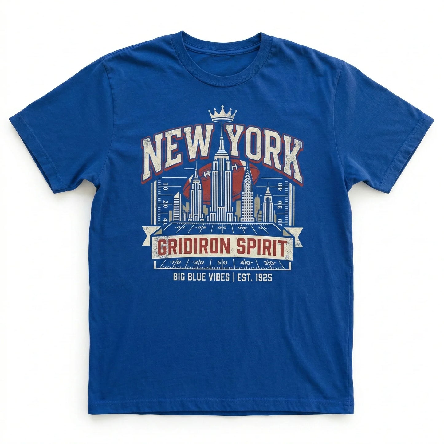 New York Big Blue Football Fan Retro Vintage Style T-Shirt - NYC Gridiron Spirit Apparel