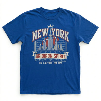New York Big Blue Football Fan Retro Vintage Style T-Shirt - NYC Gridiron Spirit Apparel