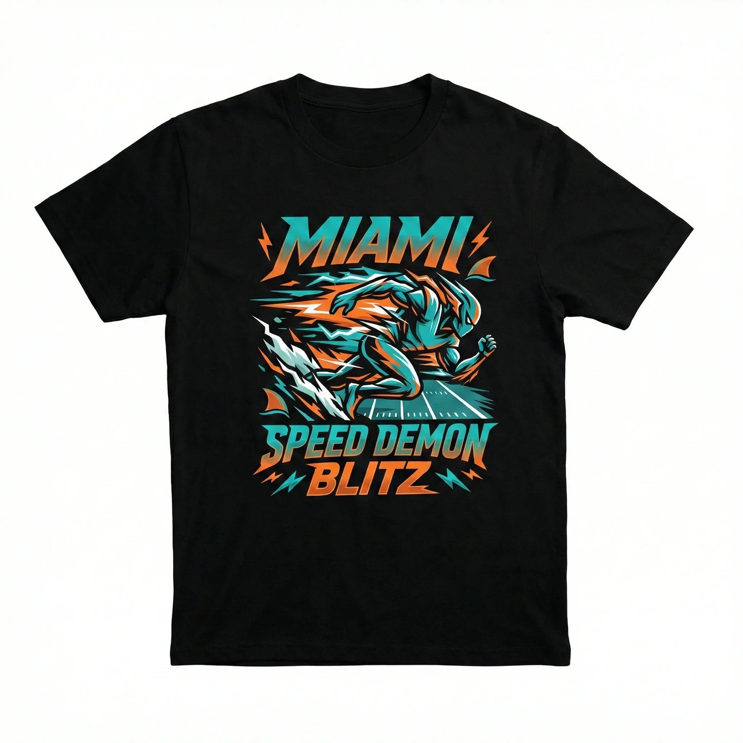 Miami Football Speed Demon Apparel - Aqua & Orange Blitz T-Shirt, Hoodie, Sweatshirt, Tank Top, Long Sleeve - Fan Gear Gift