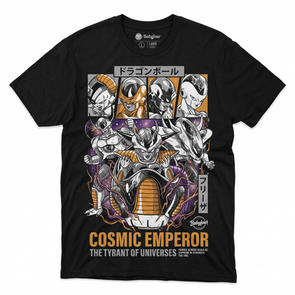 Vintage Galactic Overlord Graphic Tee - Retro Space Emperor Anime Manga T-Shirt Crewneck Cotton Black