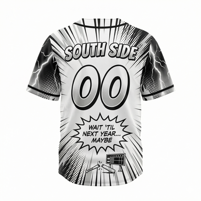 Unisex Chicago South Side Baseball Button-Up Jersey - Satirical Comic Style AOP Fan Shirt