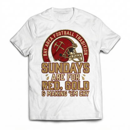 Funny Bay Area Football Red & Gold Sunday Tradition Apparel | Fan Slogan T-Shirt, Hoodie & Sweatshirt