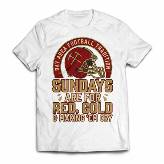 Funny Bay Area Football Red & Gold Sunday Tradition Apparel | Fan Slogan T-Shirt, Hoodie & Sweatshirt
