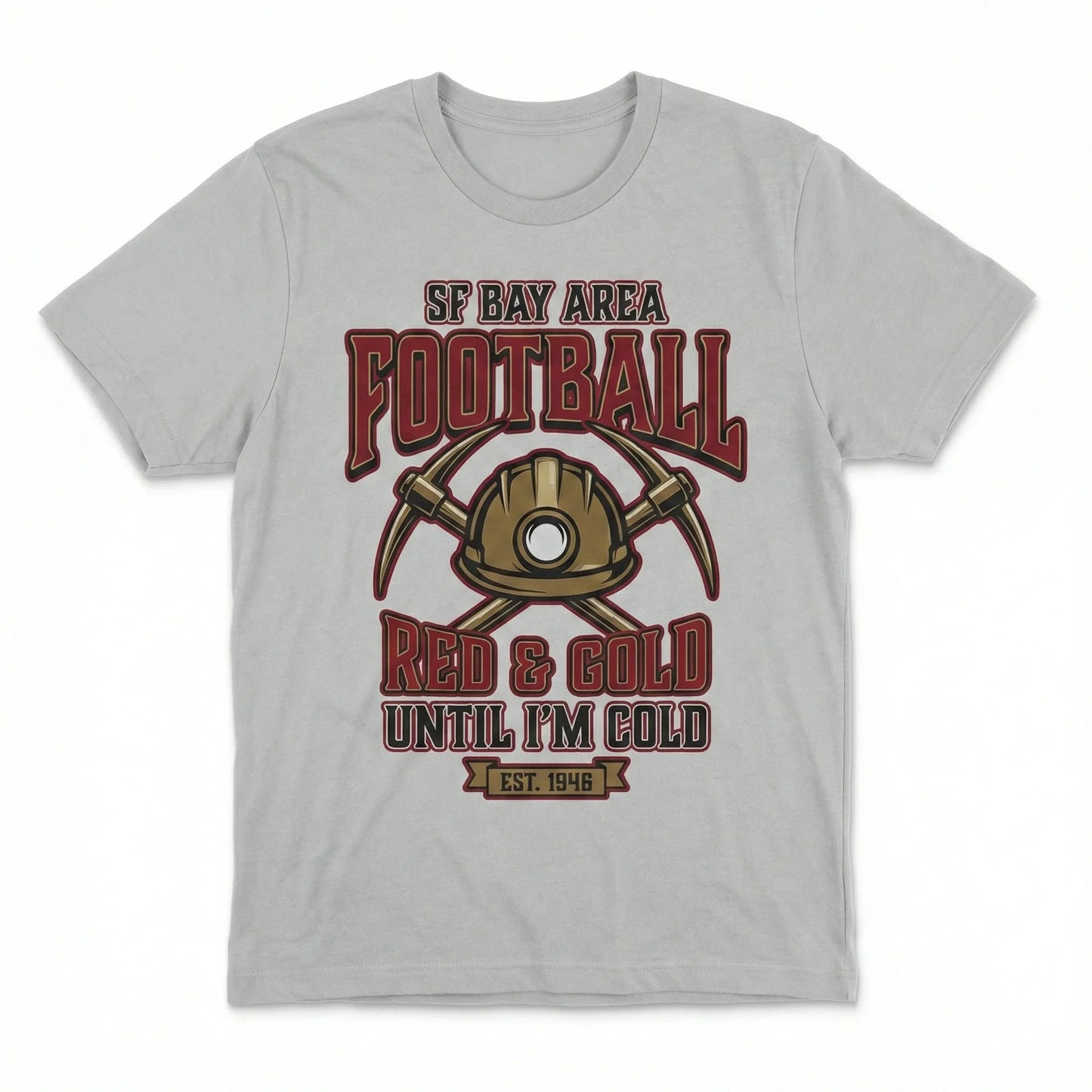 Vintage SF Bay Area Football Fan Apparel - Red & Gold Game Day Graphic T-Shirt, Hoodie & Sweatshirt
