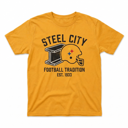 Pittsburgh Steel City Football Fan Apparel - Black & Gold Tradition T-Shirt Hoodie Gear