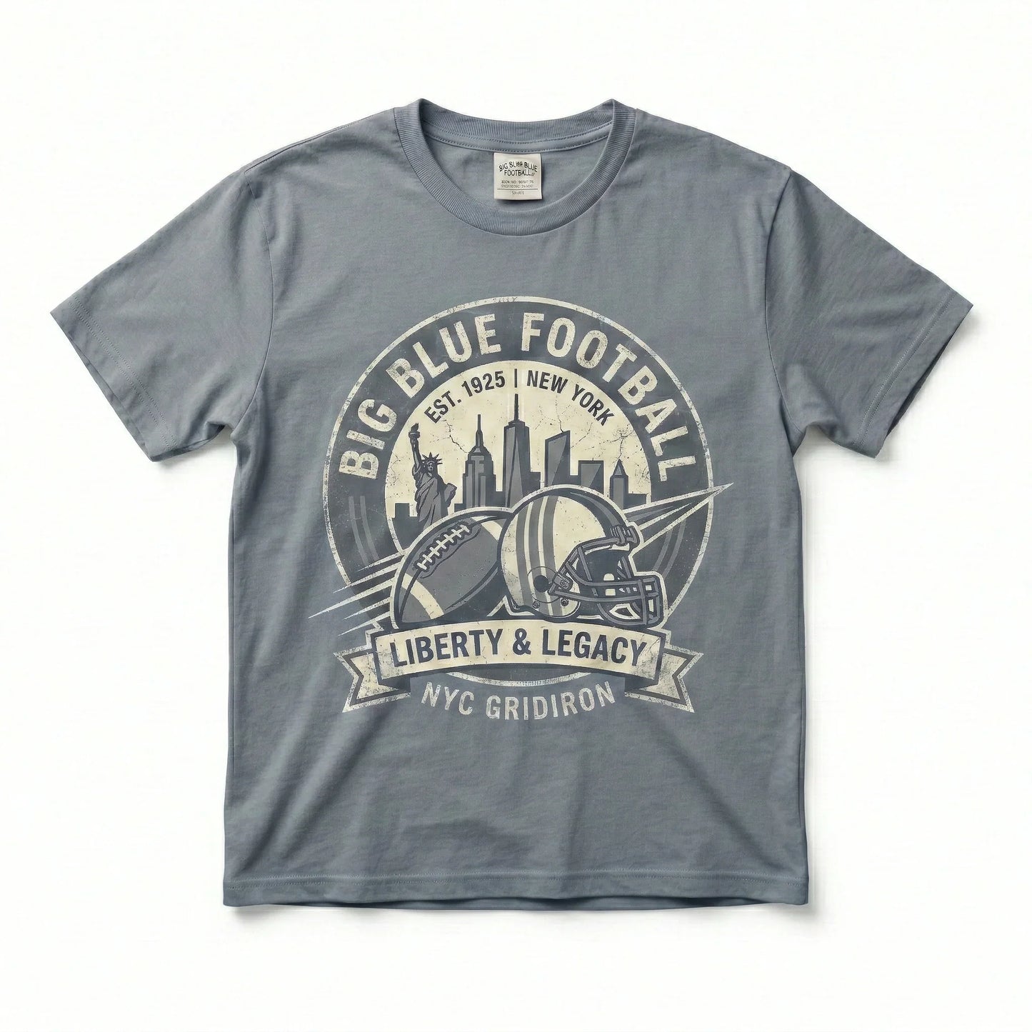 New York Big Blue Football Fan Retro Vintage Style T-Shirt - NYC Gridiron Spirit Apparel