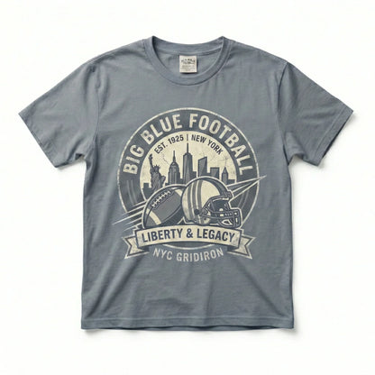 New York Big Blue Football Fan Retro Vintage Style T-Shirt - NYC Gridiron Spirit Apparel
