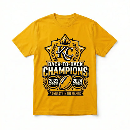 KC Football Fans Crimson Tee - Victory Dynasty Series T-Shirt, Sweatshirt & Hoodie (Back-to-Back Champs)