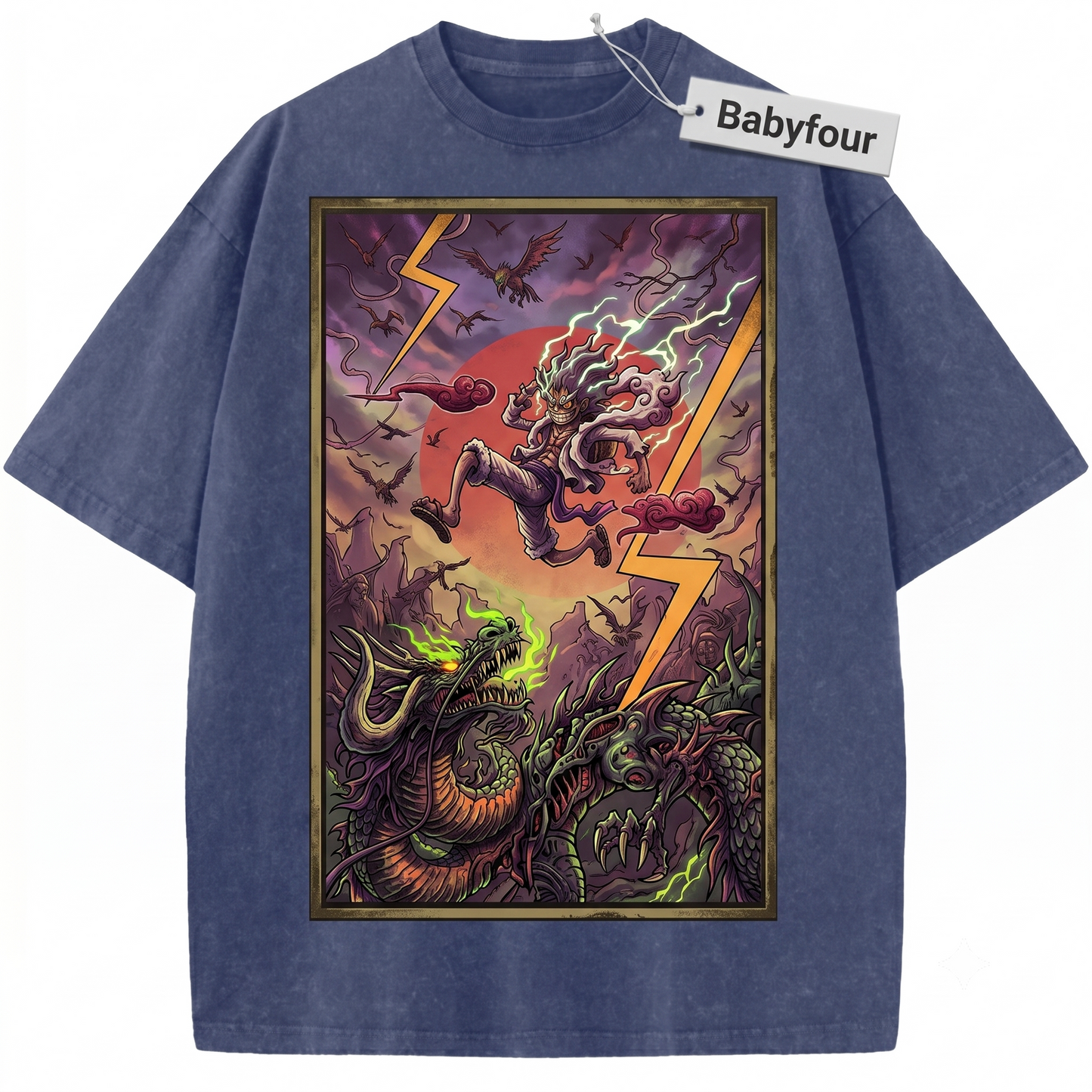Anime Pirate Captain vs Dragon Emperor Vintage Graphic Tee - Retro Manga Graphic Unisex T-Shirt