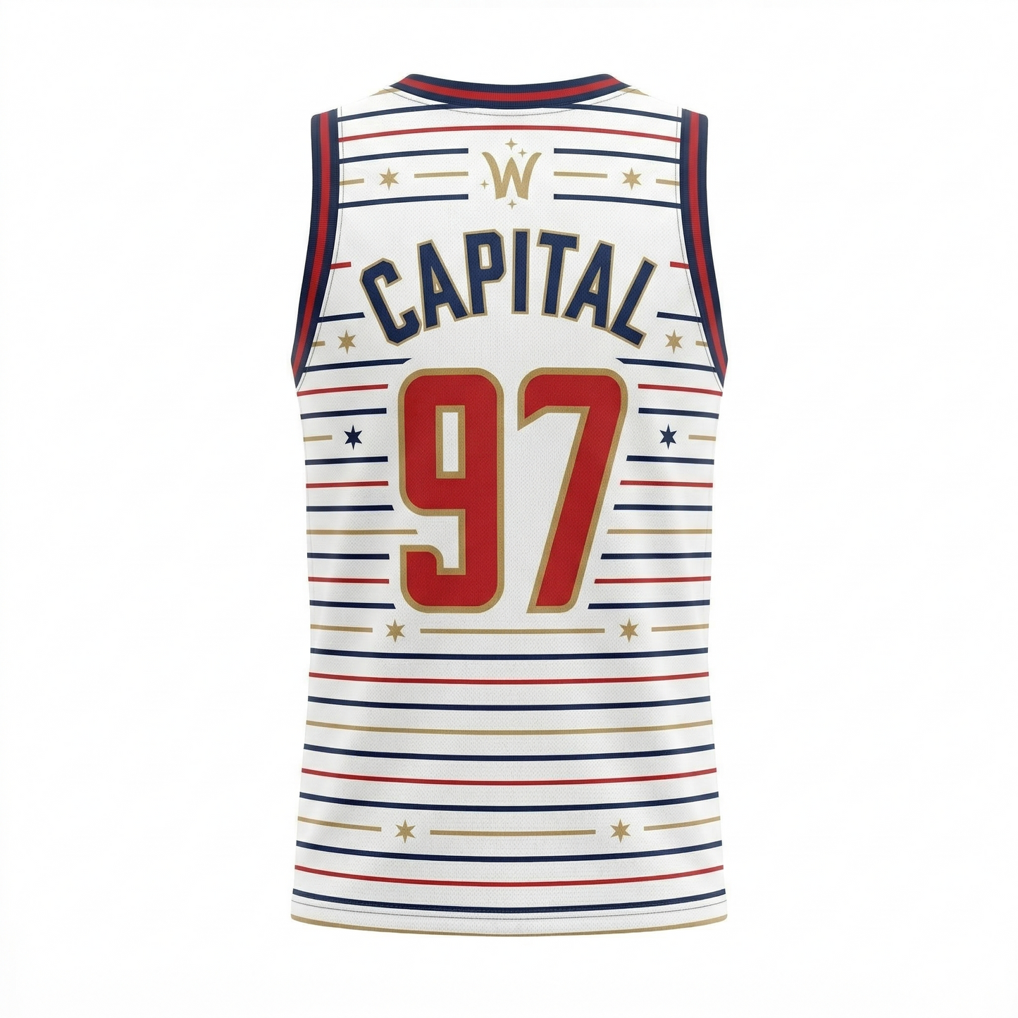 Unisex Capital City Heritage Basketball Jersey - DC Hoops All-Over Print Tank Top - White/Navy/Red