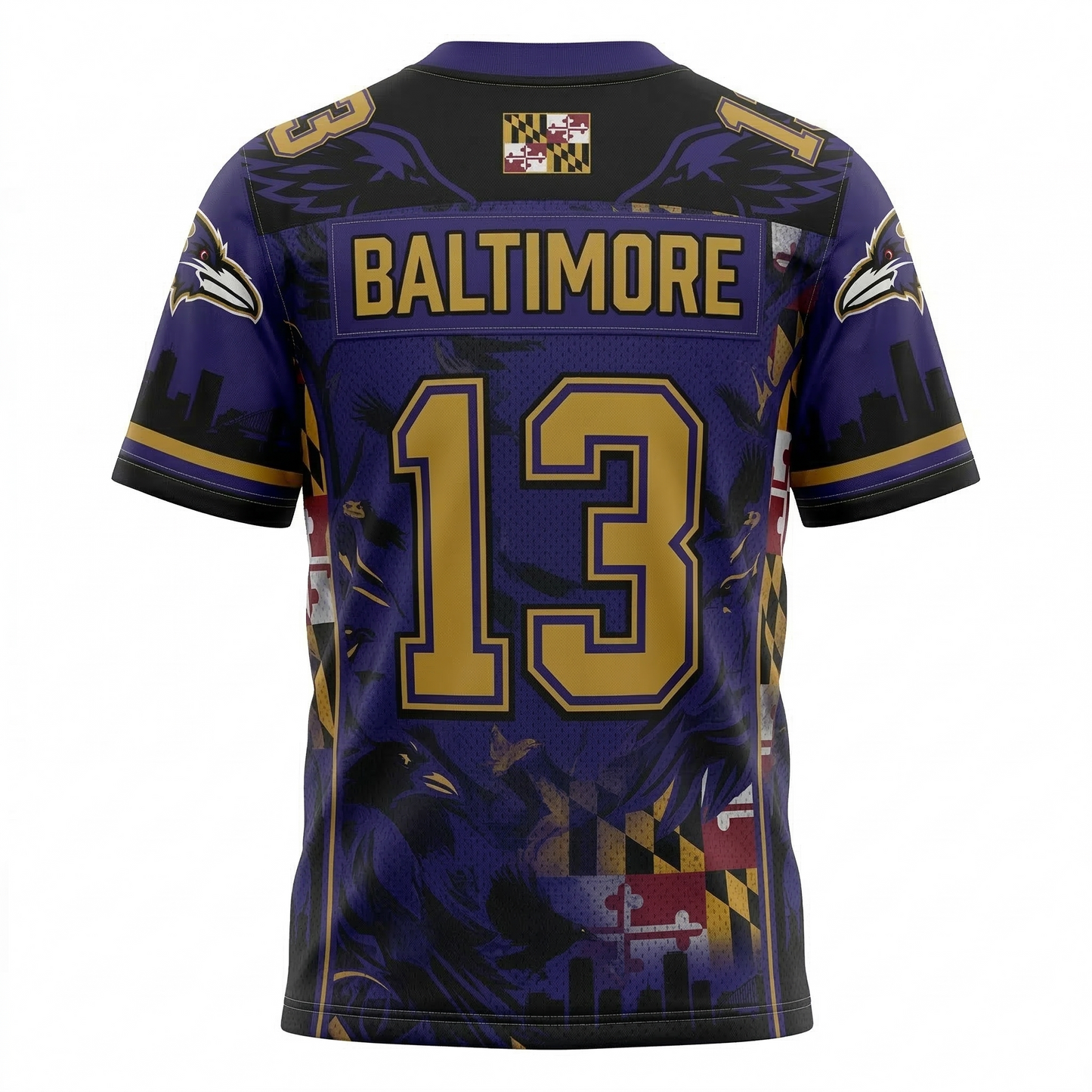 Unisex Charm City Gridiron Legacy Football Jersey AOP - Premium Purple & Black Athletic Apparel