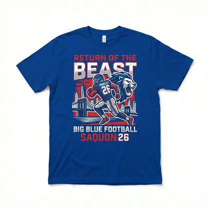 Big Blue Beast Mode T-Shirt | New York Giants Fan Gear Saquon Barkley Return