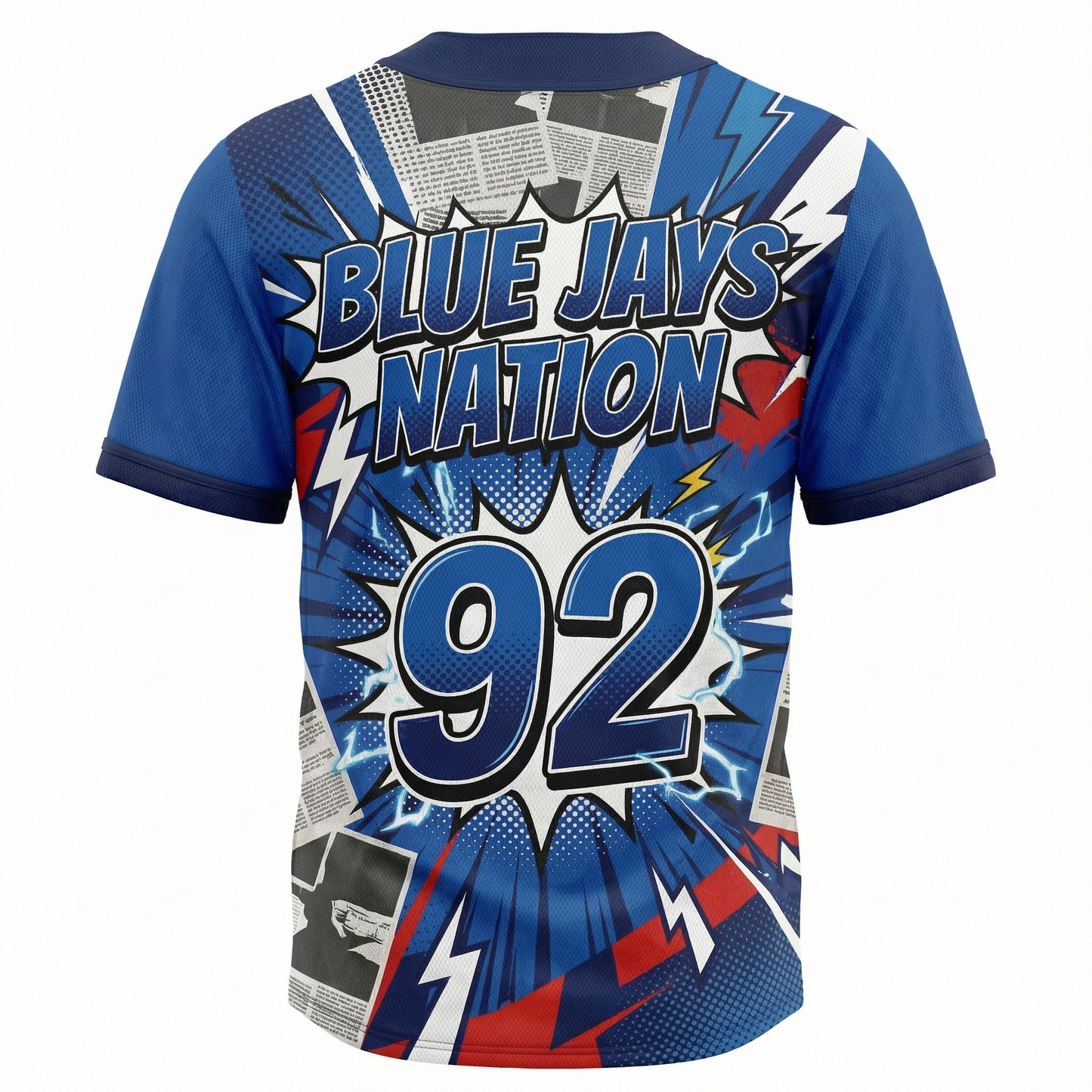 Unisex Toronto North Blue Bird Baseball Jersey - 90s Comic Bootleg AOP Button Down Shirt - Trending Home Run Graphic