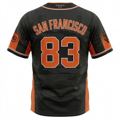 San Francisco Baseball Inspired Heritage Jersey - Orange and Black AOP Unisex Shirt