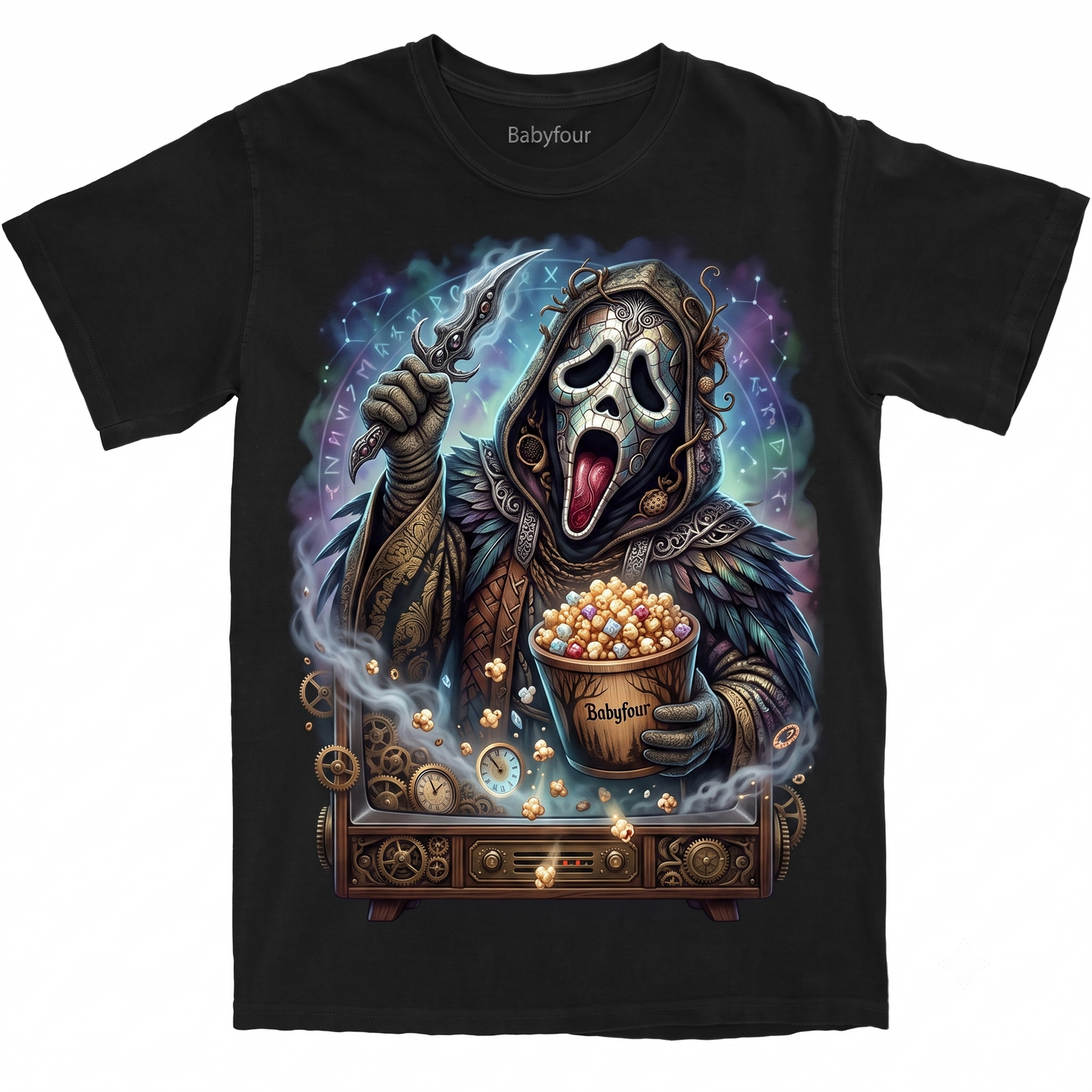 Funny Slasher Mask Parody Graphic Tee - Midnight Munchies Horror Fan Apparel - Unisex T-shirt