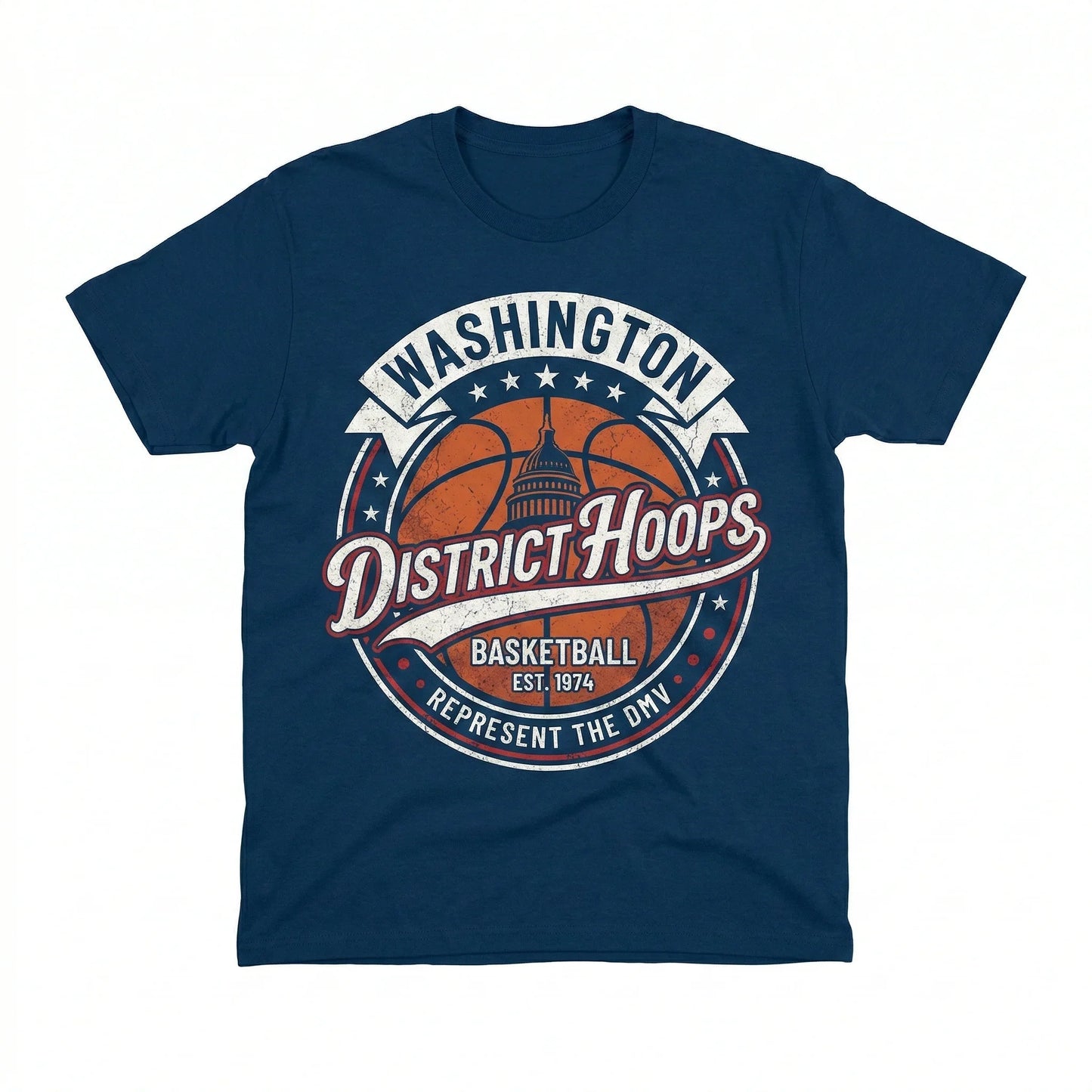 Washington Basketball Fan Apparel - Vintage Style District Hoops Graphic - Premium T-Shirt, Tank Top, Long Sleeve, Sweatshirt, Hoodie