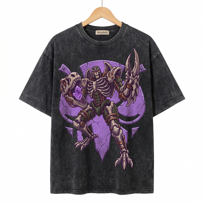 Vintage 90s Purple T-Rex Mech Graphic Tee - Retro Transforming Dinosaur Robot Unisex T-Shirt, Nostalgic Beast Mecha Alien Shirt