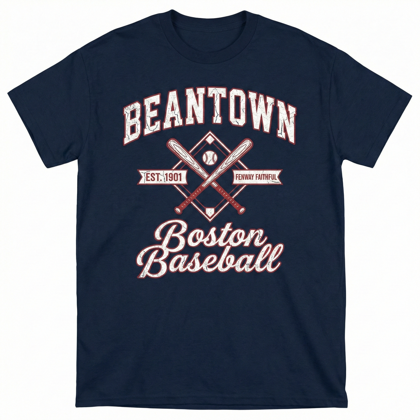 Boston Baseball Fan Apparel - Vintage Style Beantown Sports Gear - Navy & Red Graphic Tees, Hoodies, Sweatshirts