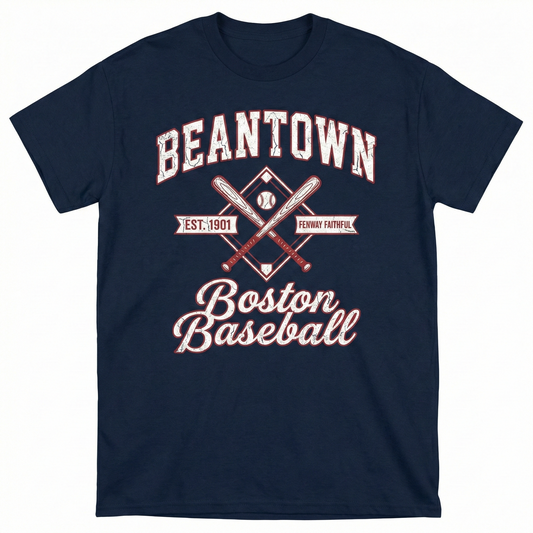 Boston Baseball Fan Apparel - Vintage Style Beantown Sports Gear - Navy & Red Graphic Tees, Hoodies, Sweatshirts