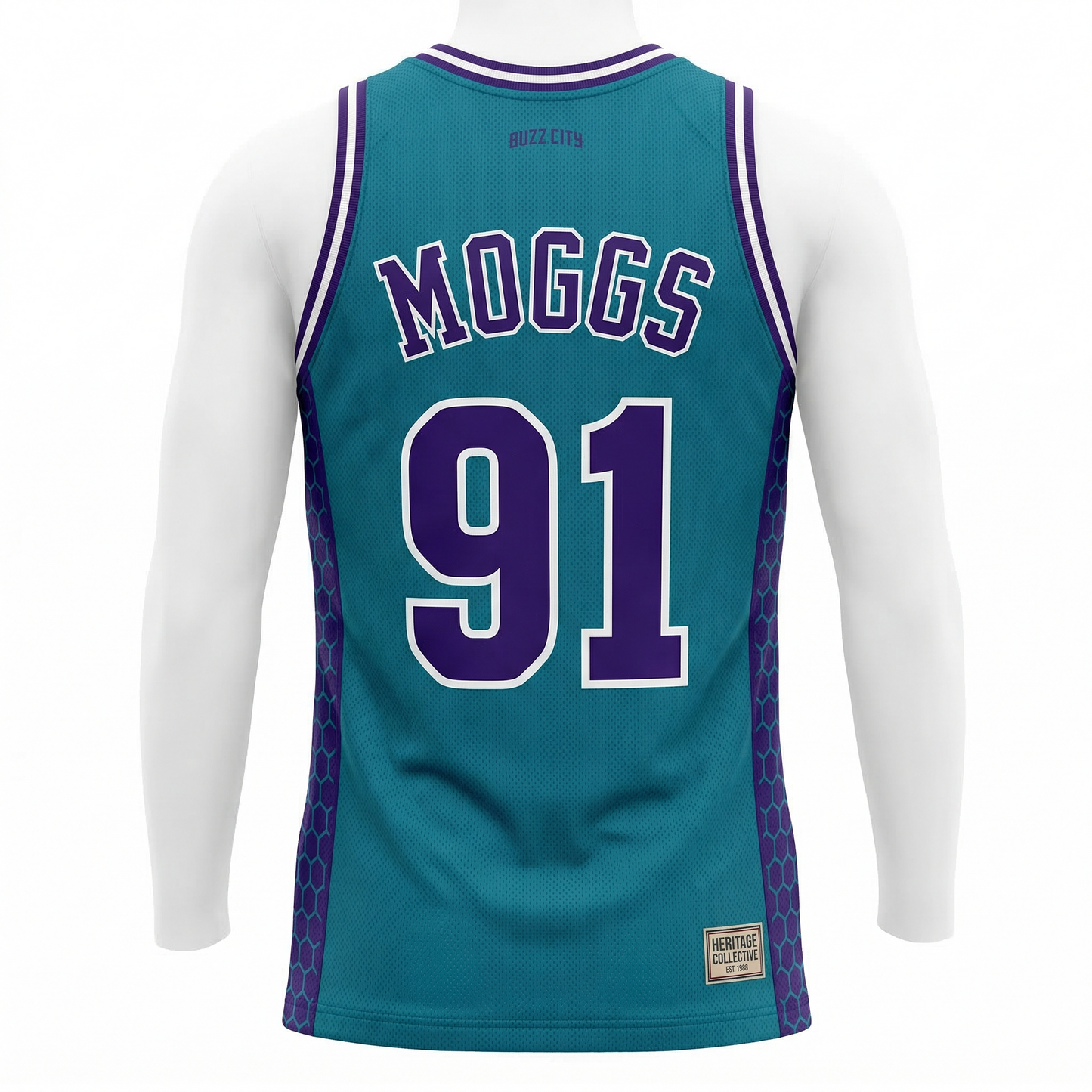 Charlotte Heritage Basketball Jersey - Teal & Purple Hoop Tee, Retro Unisex Sportswear
