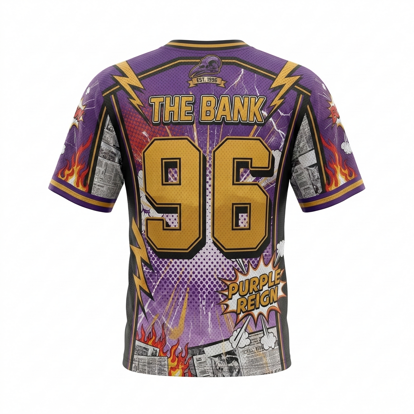 Charm City Gridiron Heritage AOP Football Jersey - 90s Comic Book Style Purple & Black
