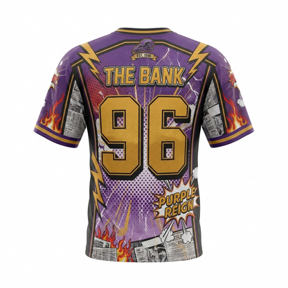 Charm City Gridiron Heritage AOP Football Jersey - 90s Comic Book Style Purple & Black