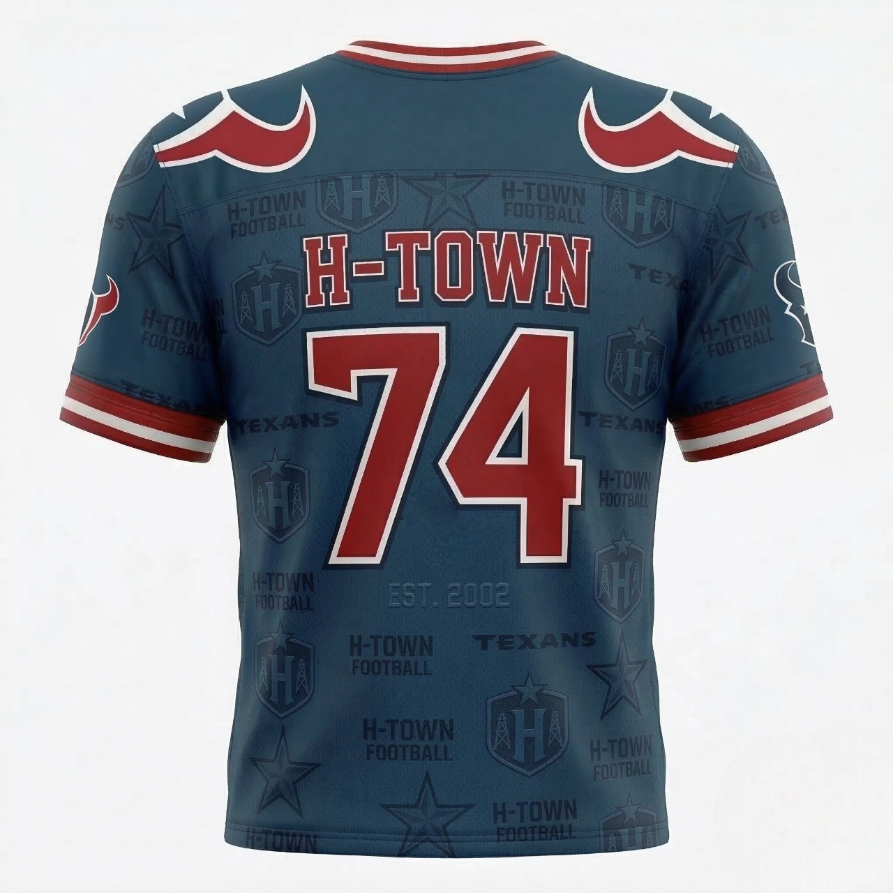 Unisex H-Town Pro Football Jersey - Premium All-Over Print Deep Blue Gridiron Fan Apparel
